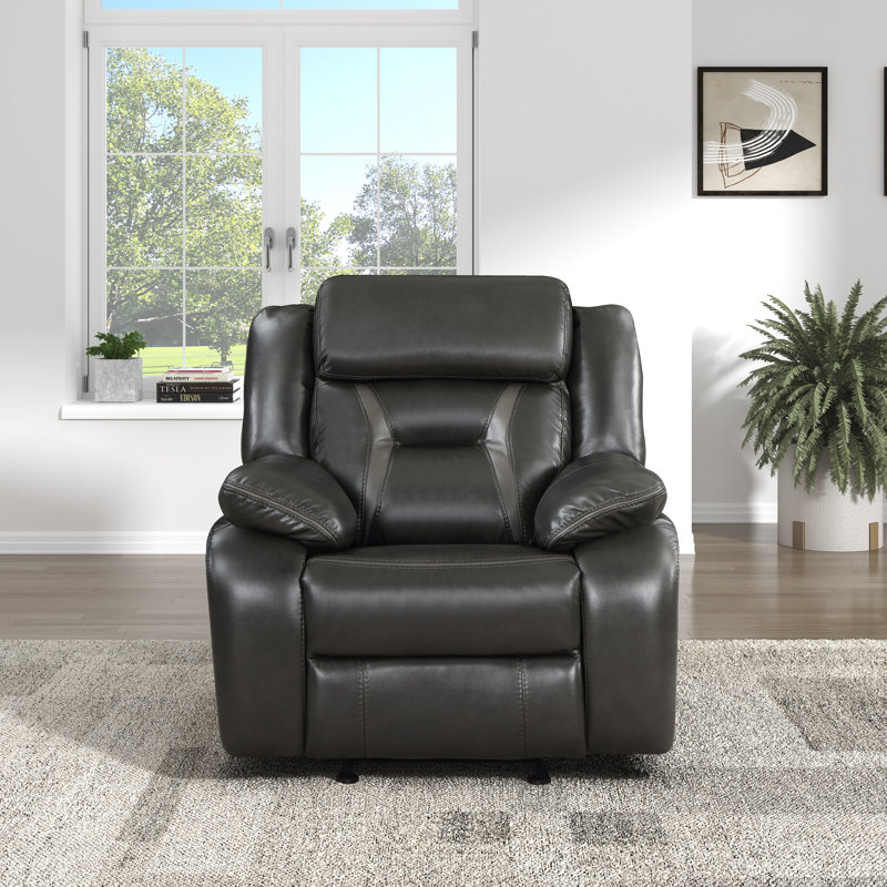 Latitude Run® Selinger 40" Faux Leather Manual WallHugger Glider